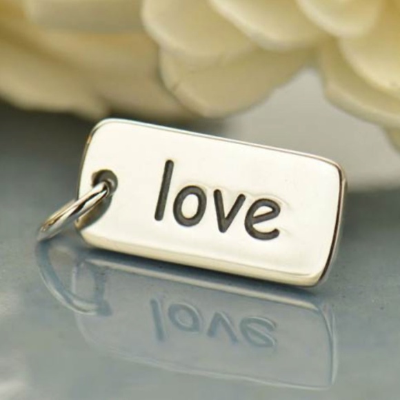 Sterling Silver Love Tag Charm – 14x7mm - Picture 2 of 2